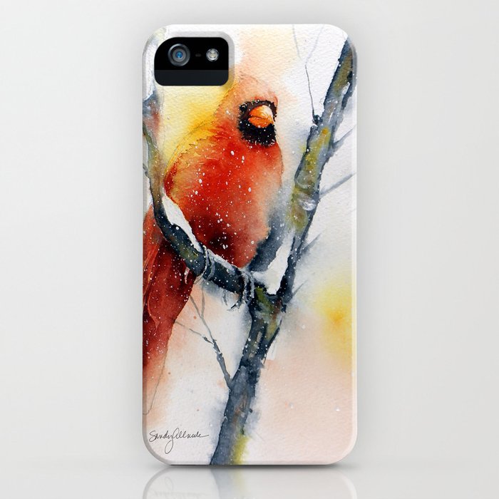 winter cardinal iphone case