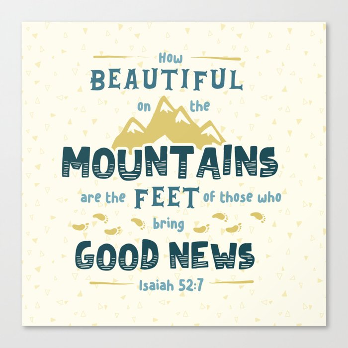 How Beautiful On The Mountains Hand Lettered Bible Verse Canvas