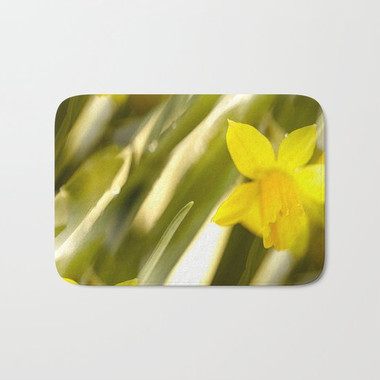 Spring atmosphere with yellow narcissus Bath Mat
