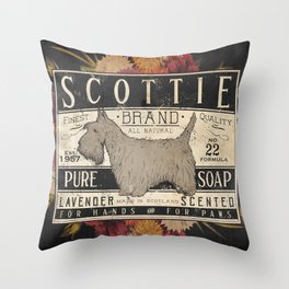 Scottie Scottish Terrier Dog Soap Label Throw Pillow