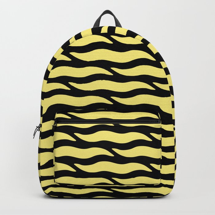 Tiger Wild Animal Print Pattern 341 Black and Yellow Backpack