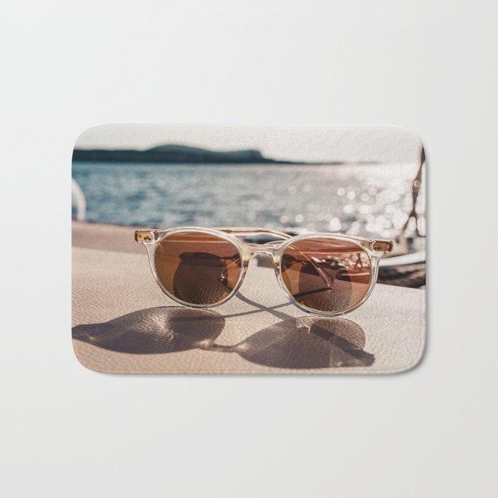 Luxury Sunglasses, Ibiza, Spain, Boat Views Bath Mat