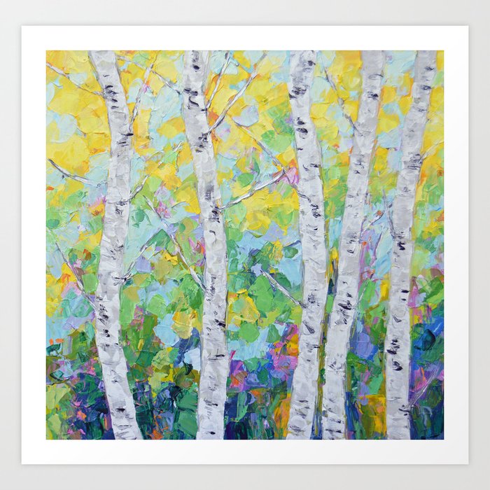 Dancing Birch Trees Art Print