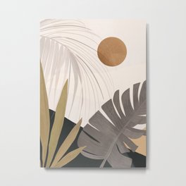 Abstract Art Tropical Leaves 97 Metal Print | Modern, Nature, Line, Minimal, Palm, Landscape, Illustration, Tropical, Botanical, Leaves 
