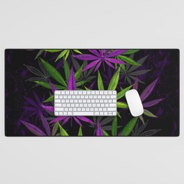 Purple and Green Cannabis Desk Mat
