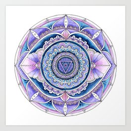 Third Eye Chakra Healing Mandala - Ajna - Watercolor Art Print