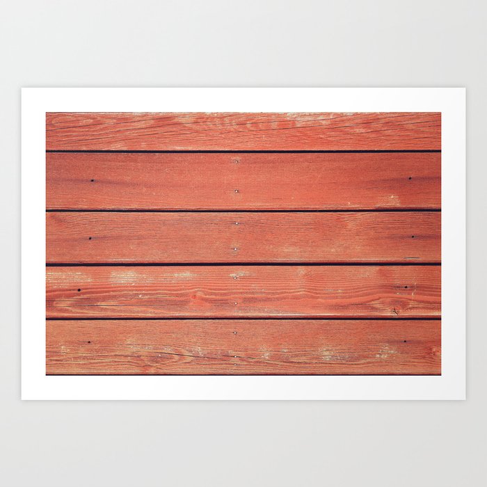 Red Wood Planks Wall Art Print By Textures