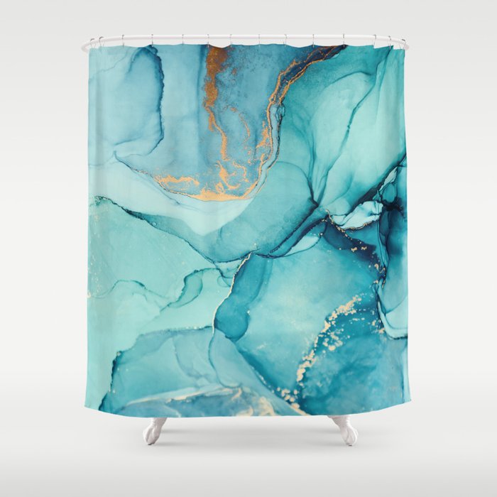Abstract Turquoise Art Print By LandSartprints Shower Curtain
