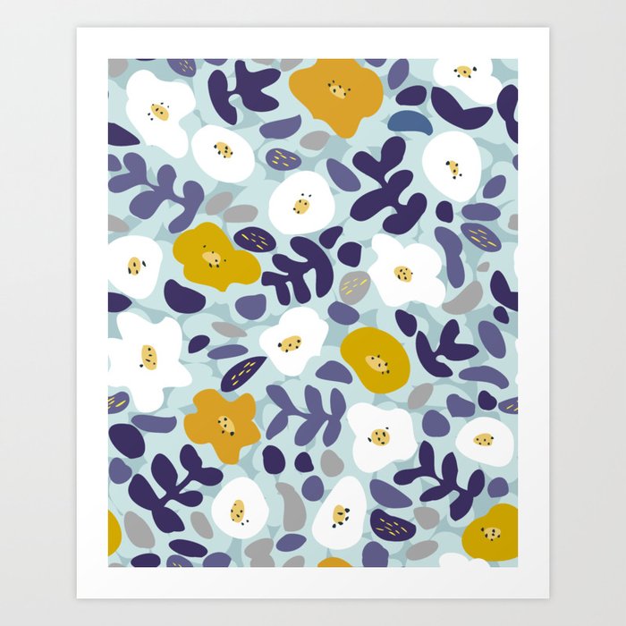 cooldown: blueshade floral pattern Art Print