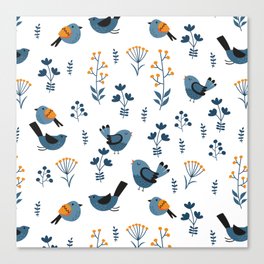Modern Birds Pattern Canvas Print