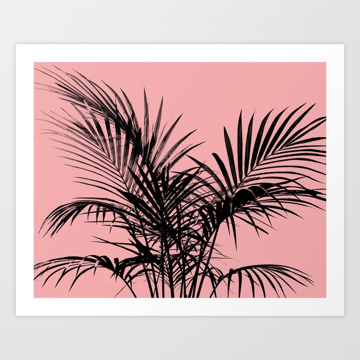 Little palm tree in black with peach Art Print