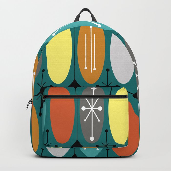 Atomic Era Ovals In Rows Teal Colorful Backpack