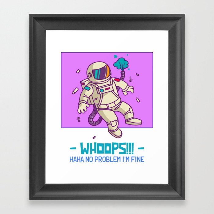 Astronaut in Problem - whoops!!! Framed Art Print