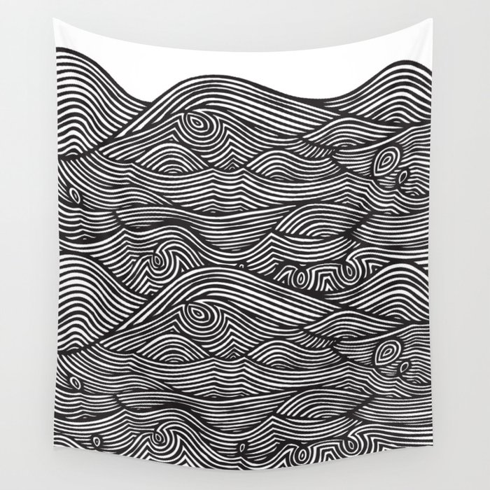 Black Waves Wall Tapestry