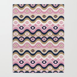 Psychedelic Eye Melt – Blush & Navy Poster