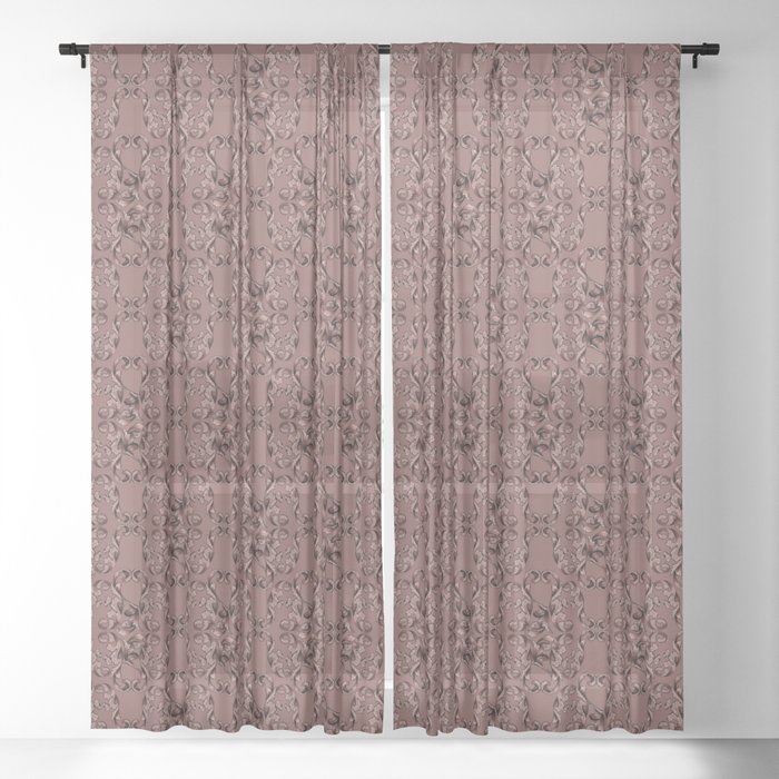 Rich Victorian Decorative - Maroon Sheer Curtain