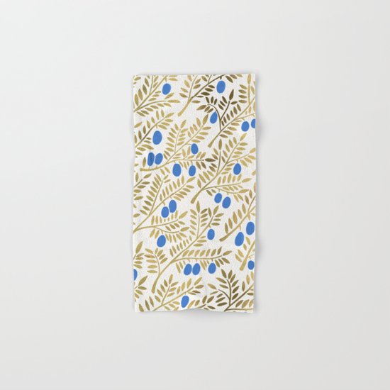 Olive Branches – Gold & Blue Hand & Bath Towel