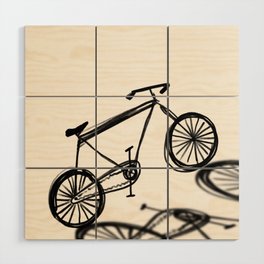 Bicycle Sketch Drawing black and white Wood Wall Art