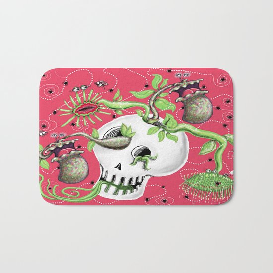 Skull Cachepot with Carnivorous Plants Bath Mat