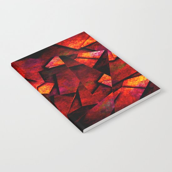 Fragments Of Fire - Abstract, geometric, fragmented pattern Notebook