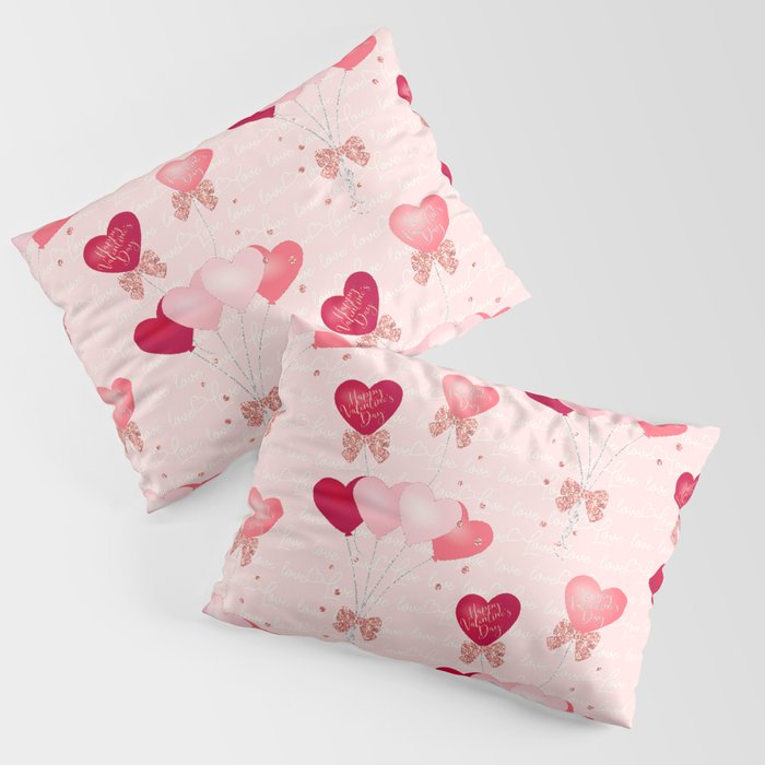 Valentine's Day Heart Balloons Pattern Pillow Sham
