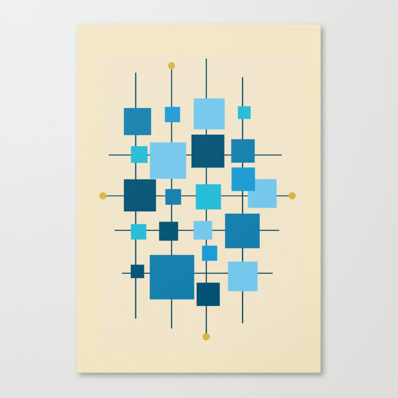 ZAB037 Blue Geometric Squares Modern Canvas Abstract Wall Art Picture Prints 