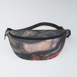 Paris Lovers in the Lilacs romantic floral portrait painting by Marc Chagall Fanny Pack