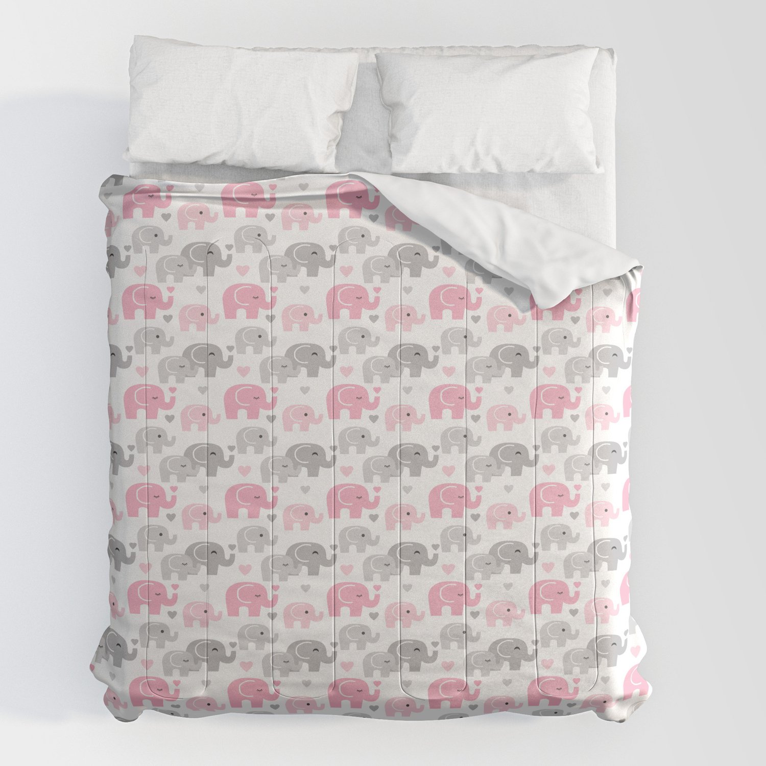 Pink Gray Elephant Baby Girl Nursery Comforters By Decampstudios Society6