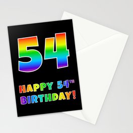 [ Thumbnail: HAPPY 54TH BIRTHDAY - Multicolored Rainbow Spectrum Gradient Stationery Cards ]