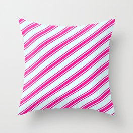 [ Thumbnail: Light Cyan and Deep Pink Colored Stripes/Lines Pattern Throw Pillow ]