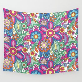 Hand drawn groovy floral pattern Wall Tapestry