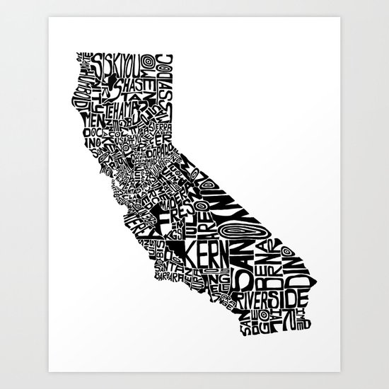 Typographic California Art Print