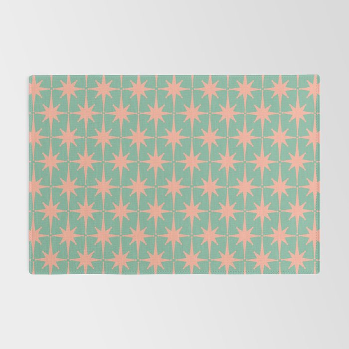Retro Vintage Atomic Age 50s Star Pattern in Pink and Mint Teal