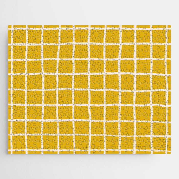 Yellow Checkered Grid Jigsaw Puzzle
