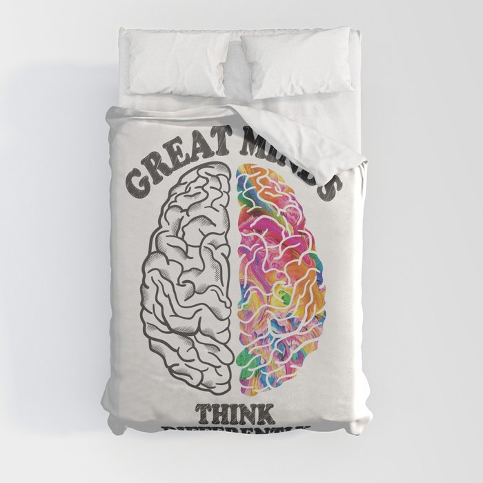 Great Minds Think Differently - Analytic Creative Brain Left Right Duvet Cover