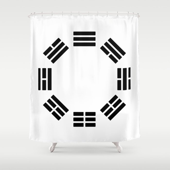 Black Hexagon I ching Feng Philosophy Shower Curtain