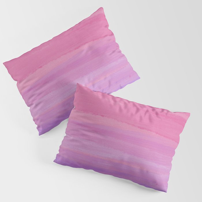 Pink Lilac Lavender Gradient Watercolor Brushstrokes Pillow Sham