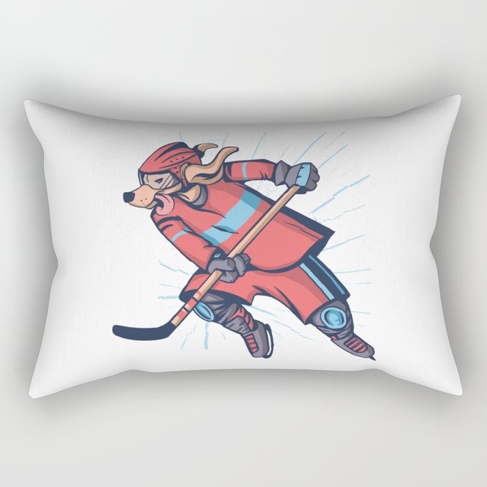 Hockey Dog Rectangular Pillow