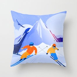 Love Skiing  Throw Pillow