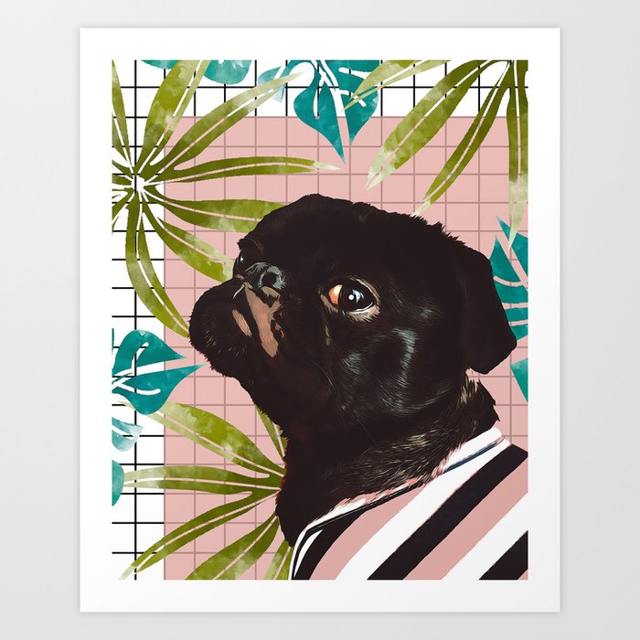 Pug on an Island Art Print