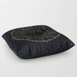 Golden Star Map Floor Pillow