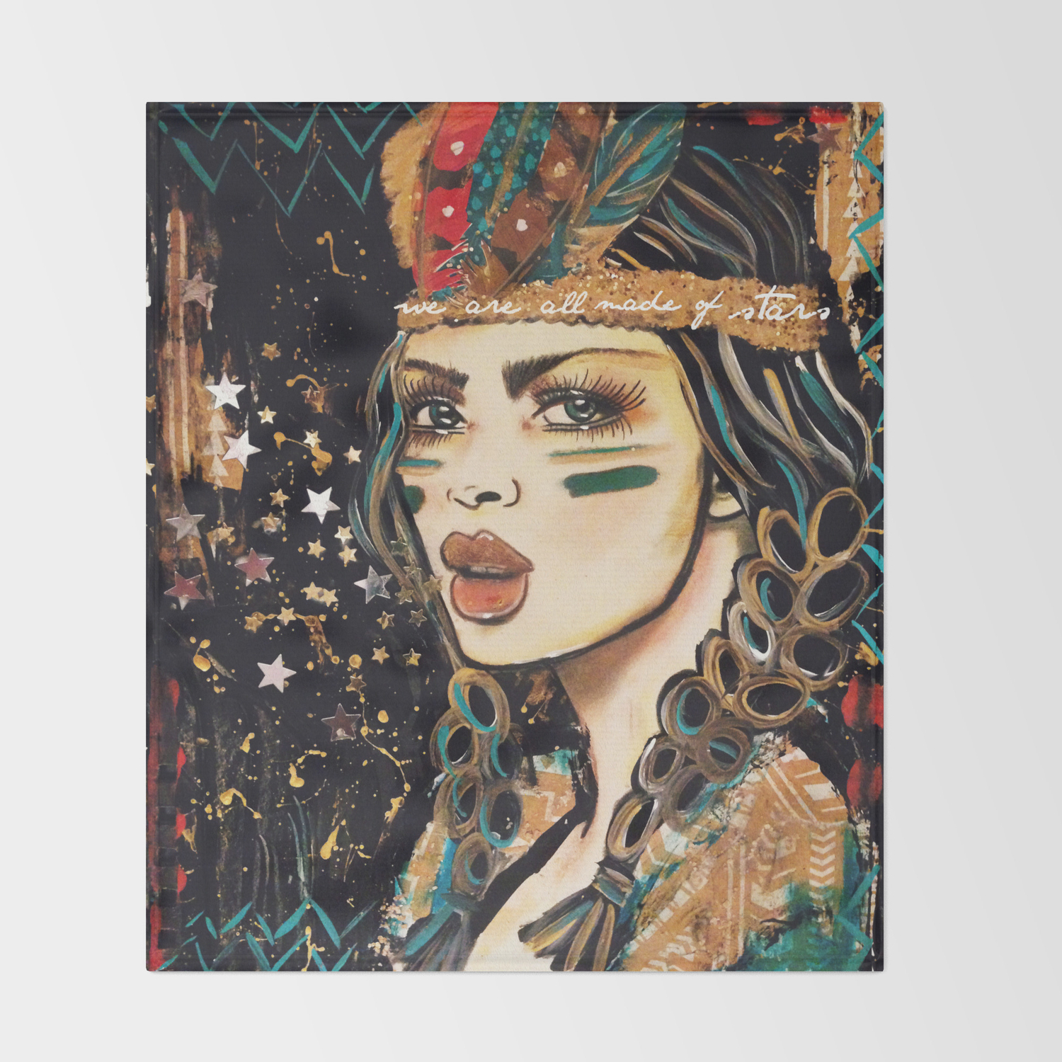 Wea Re All Made Of Stars Bohemian Girl Throw Blanket By