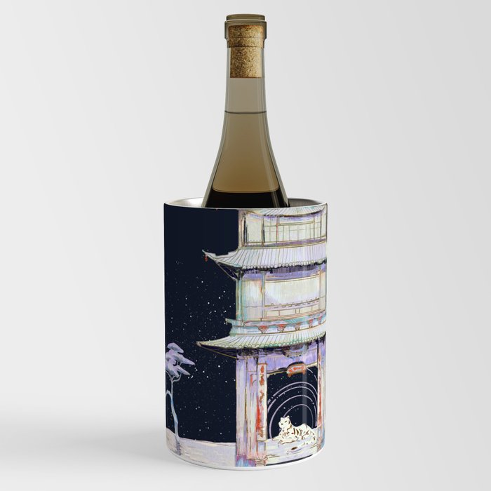 white tiger under temple Wine Chiller