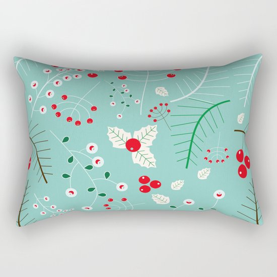 Mistletoe Acqua Rectangular Pillow