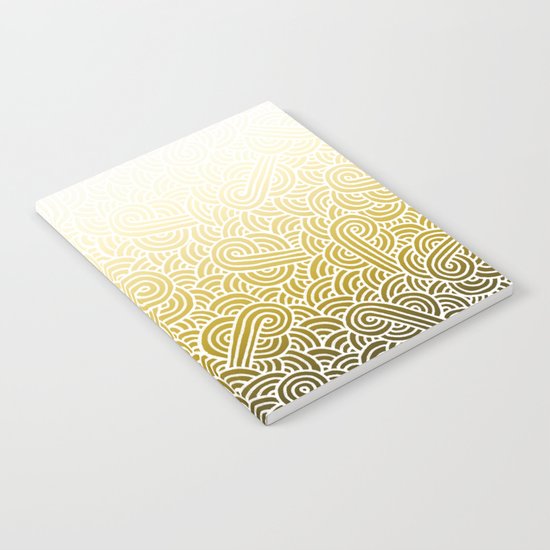 Ombre yellow and white swirls doodles Notebook