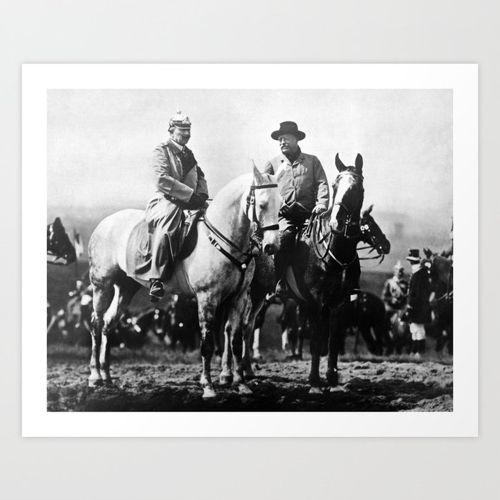 Teddy Roosevelt and Kaiser Wilhelm II On Horseback - 1910 Art Print