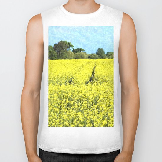 Rape Seed Field watercolour Biker Tank