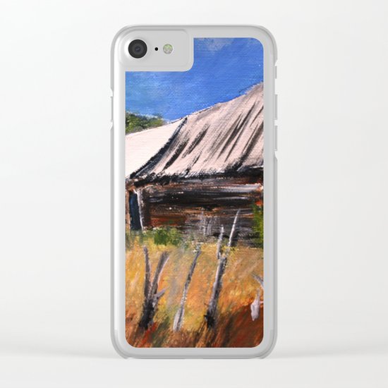 Old Barn New Mexico Desert Contemporary Acrylic Painting Clear iPhone Case
