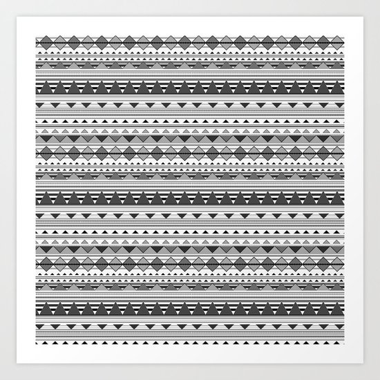 Aztec Black & White Art Print