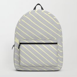 [ Thumbnail: Light Gray and Light Yellow Colored Lines/Stripes Pattern Backpack ]